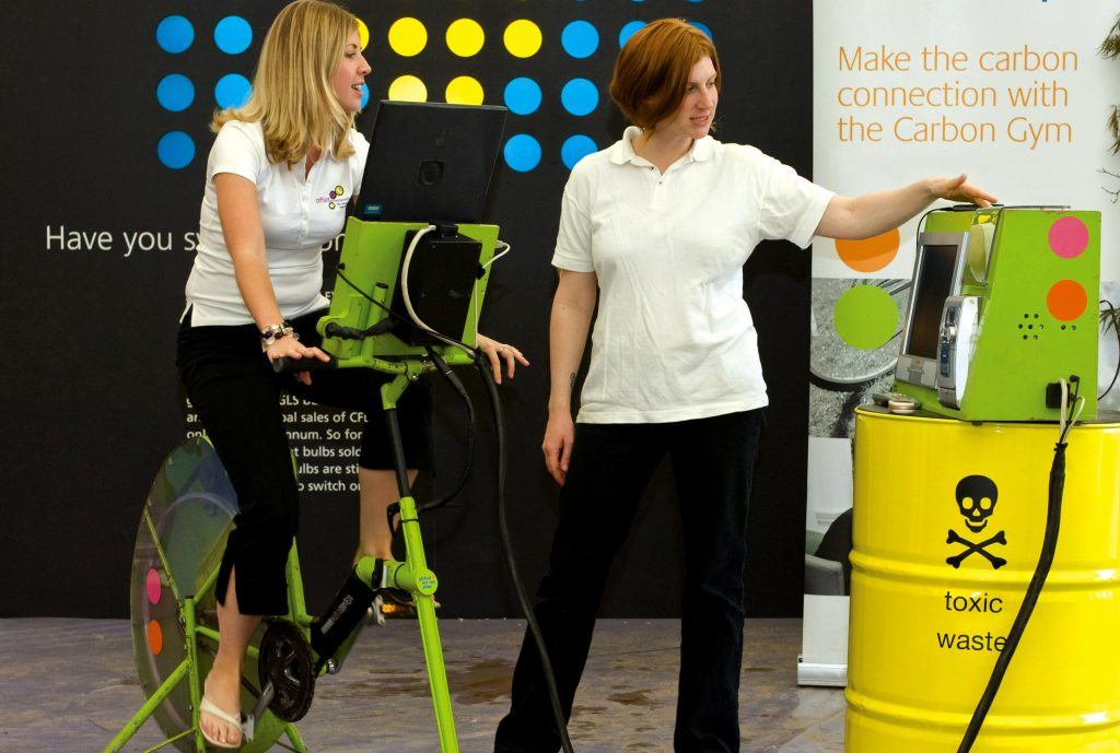 Woman explaining an eco bike